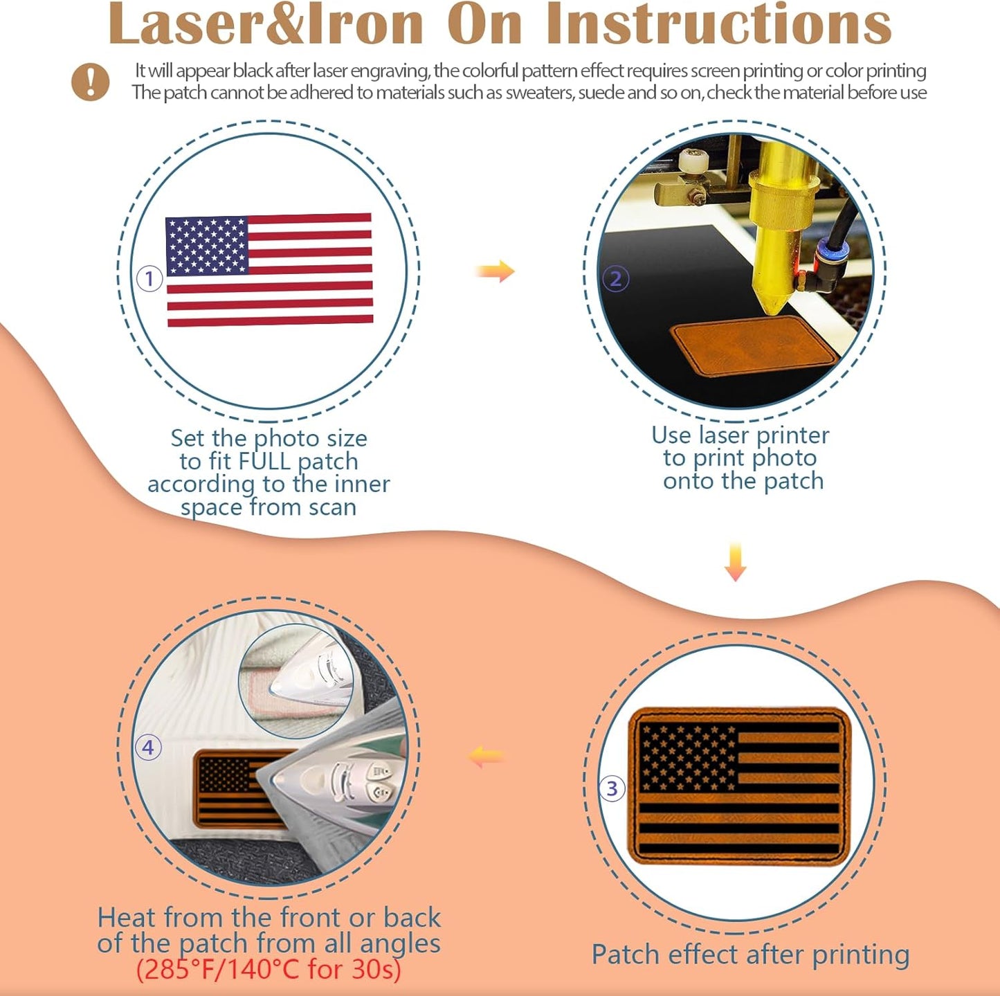 iFForce 60 Pcs Lasable Engravable Blanks - Leatherette Iron on Hat Patches & PU Leather Key Fob Kit for DIY Custom Laser Engraving Craft Gifts