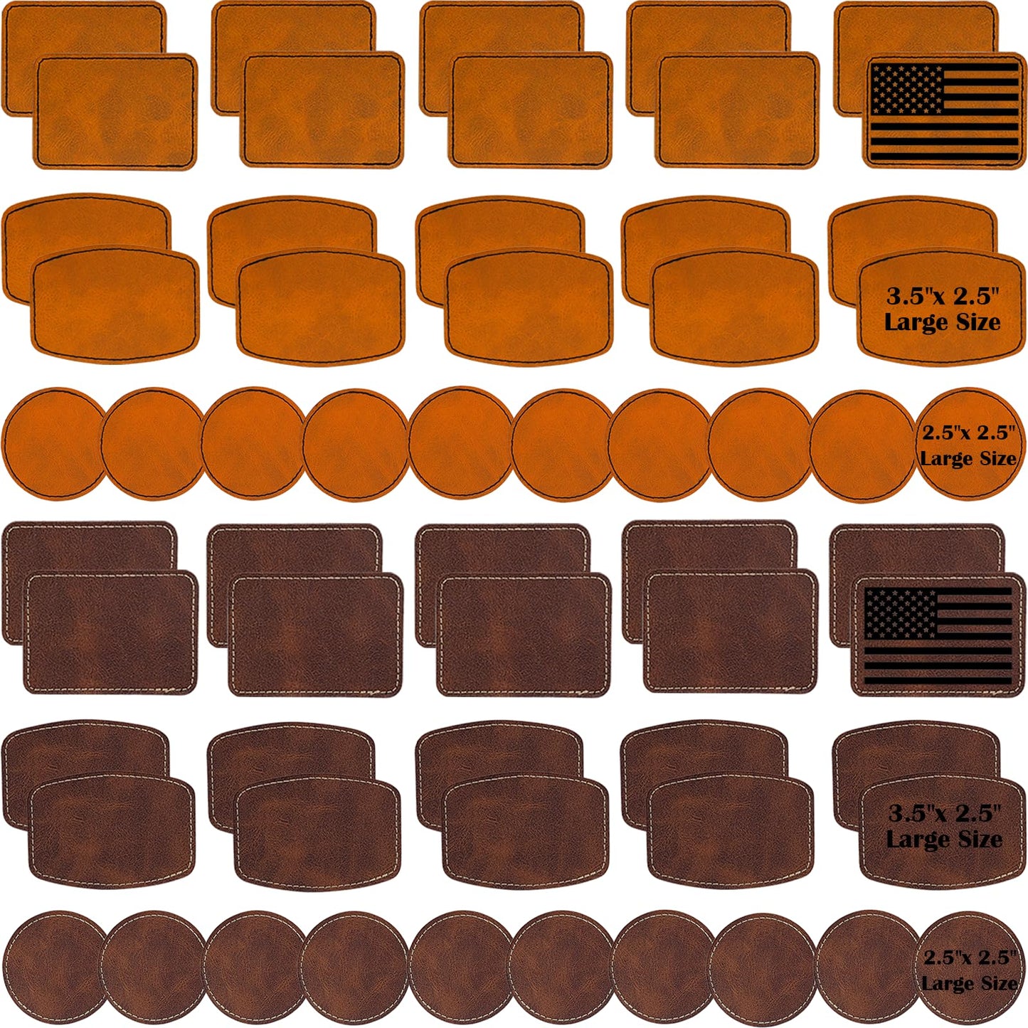 iFForce 60 Pcs Lasable Engravable Blanks - Leatherette Iron on Hat Patches & PU Leather Key Fob Kit for DIY Custom Laser Engraving Craft Gifts