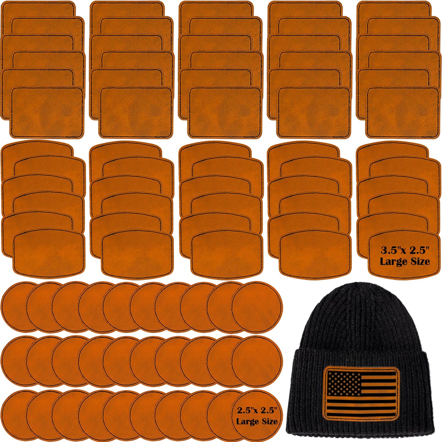iFForce 60 Pcs Lasable Engravable Blanks - Leatherette Iron on Hat Patches & PU Leather Key Fob Kit for DIY Custom Laser Engraving Craft Gifts