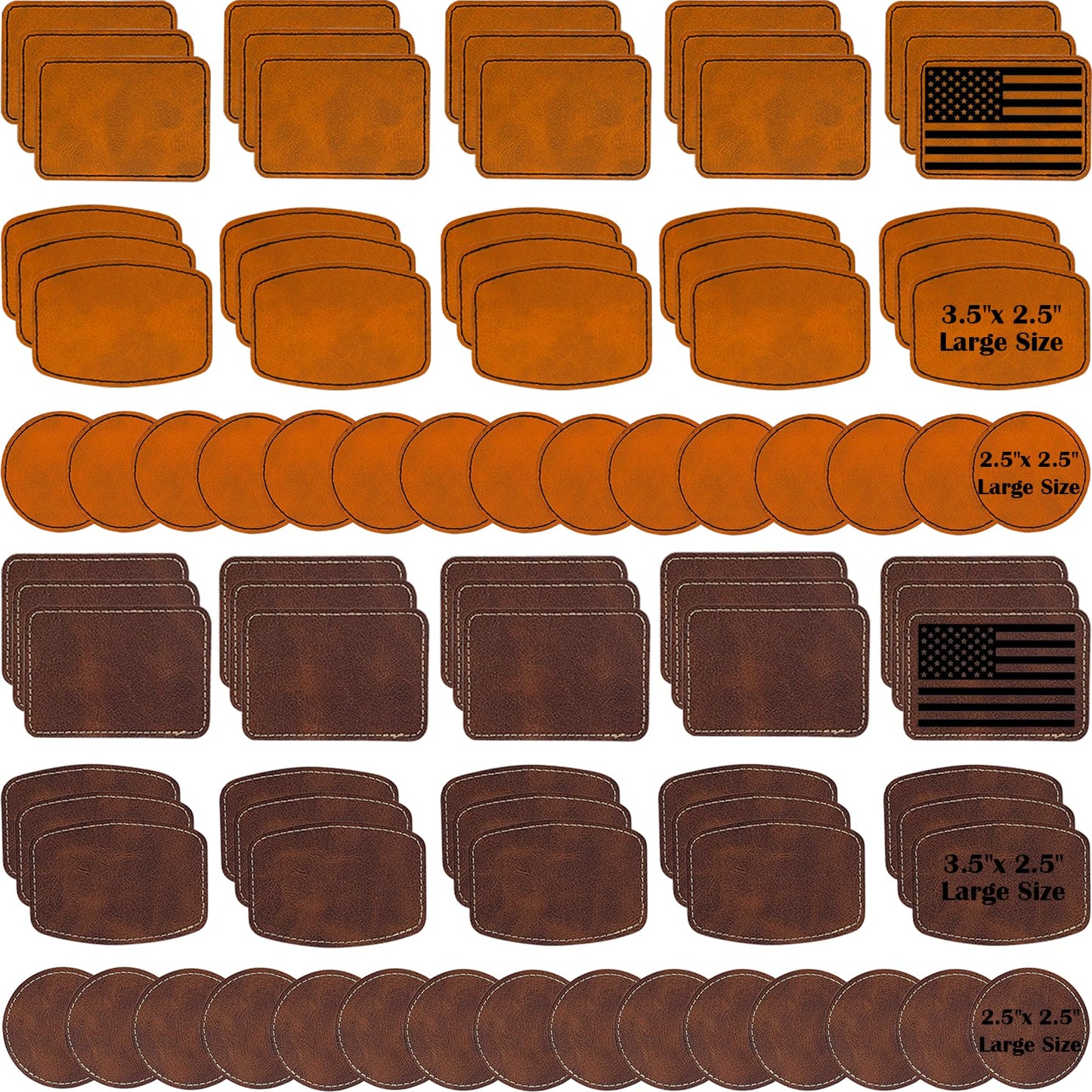 iFForce 60 Pcs Lasable Engravable Blanks - Leatherette Iron on Hat Patches & PU Leather Key Fob Kit for DIY Custom Laser Engraving Craft Gifts