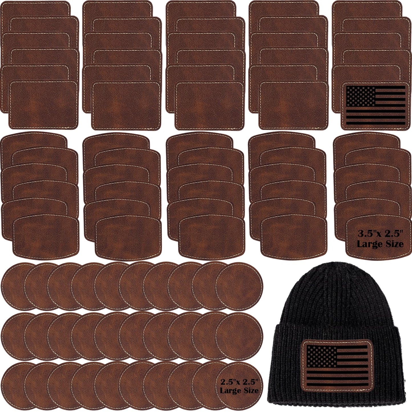 iFForce 60 Pcs Lasable Engravable Blanks - Leatherette Iron on Hat Patches & PU Leather Key Fob Kit for DIY Custom Laser Engraving Craft Gifts